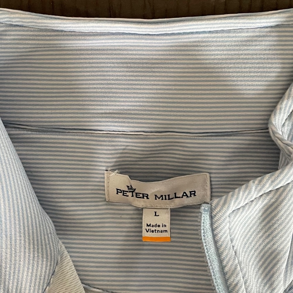 COPY - Peter Millar quarter Zip- light blue stripe.